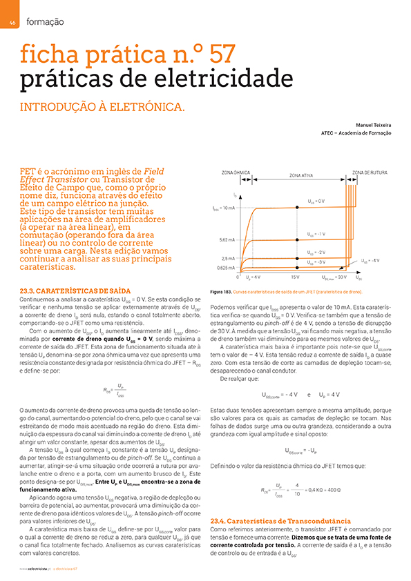 Artigo Ficha prática n.º 57 práticas de eletricidade - transístor (caraterísticas)