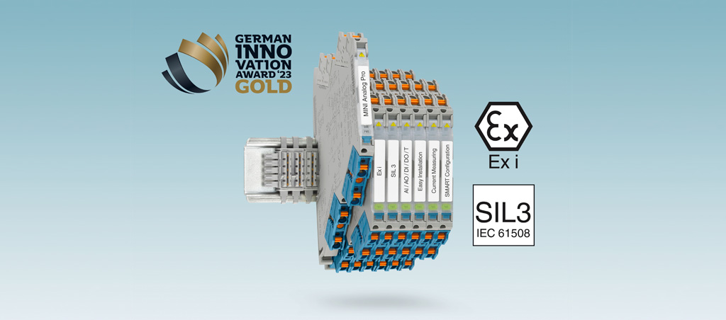 Phoenix Contact: condicionadores de sinal compactos Mini Analog Pro Ex i com SIL 3 ganham Gold German Innovation Award 2023